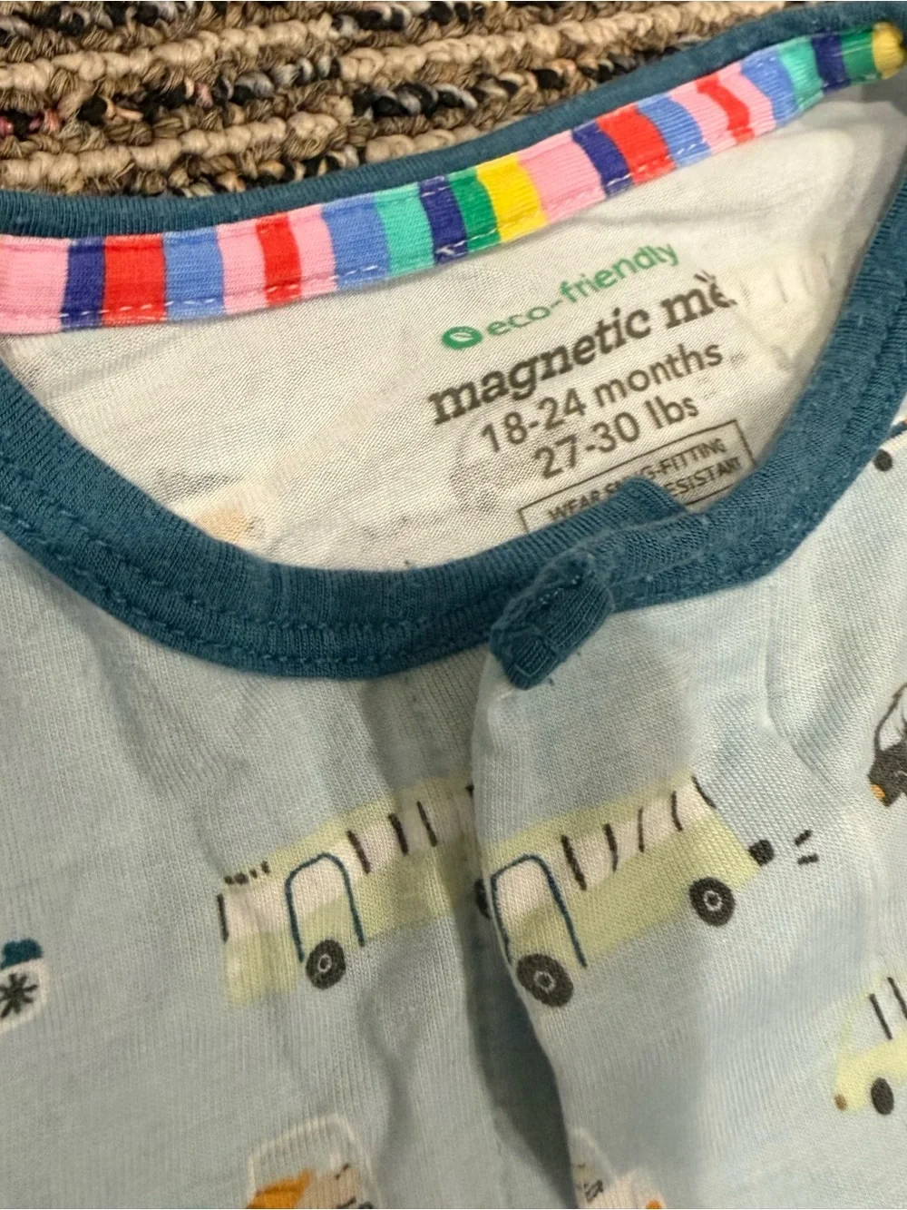 Magnetic Me bamboo one piece pj 18-24m with Vehicle Print